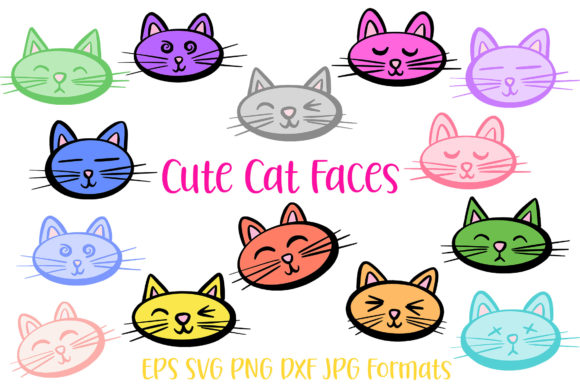 15 Silly Kawaii Cat Kitten Cartoon Face