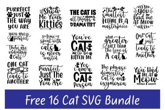 16 Cat SVG Bundle PNG Cutting Print Read