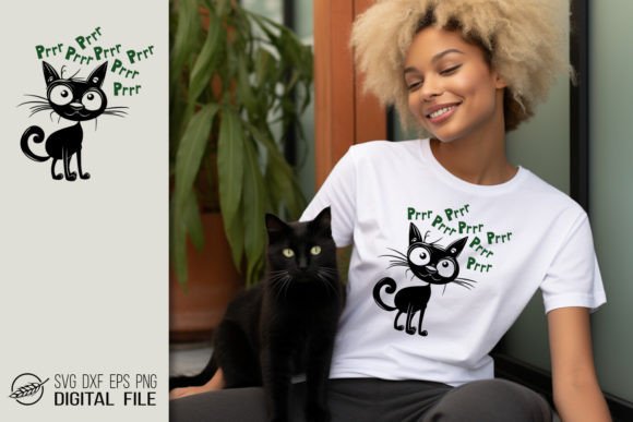 A Purring Black Cat SVG File