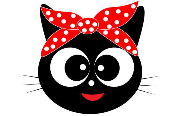 Black Cat Svg, Black Cat with Red Bandan