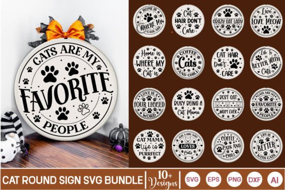 Cat SVG Bundle Round Sign SVG Bundle