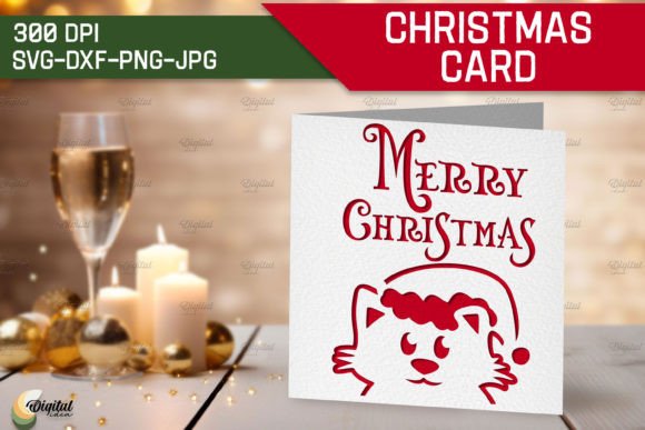 Cat SVG. Christmas Card Animal. Layered