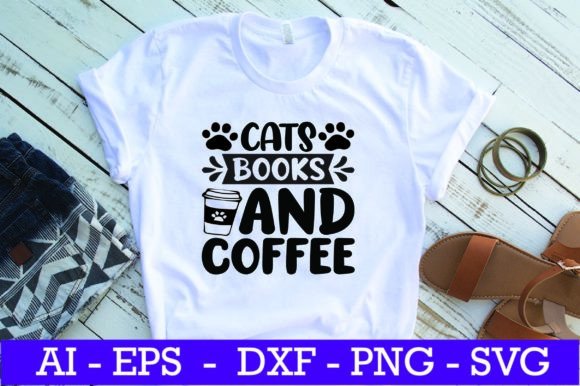Cats Books and Coffee Cat SVG Design
