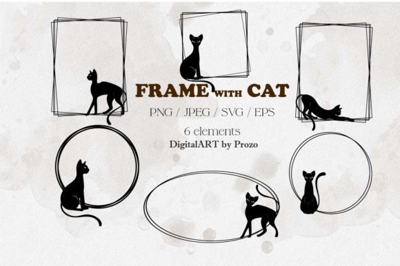 Frame with Black Cat Svg. Png. Eps
