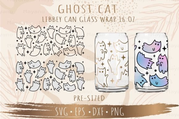 Ghost Cat Can Glass Wrap 16 Oz