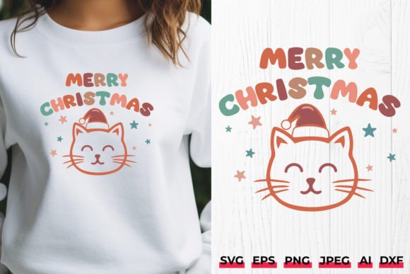 Merry Christmas Cat SVG Xmas Cut File