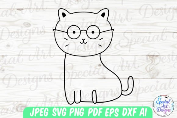 Nerd Cat Svg Kawaii Cat Svg